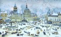 lubyanskaya square in winter 1905 Konstantin Yuon cityscape city scenes